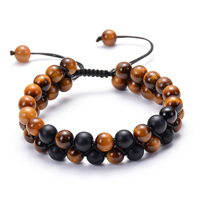 Tiger Eye Couple Bracelets Matte Black Agate Beads Bracelet